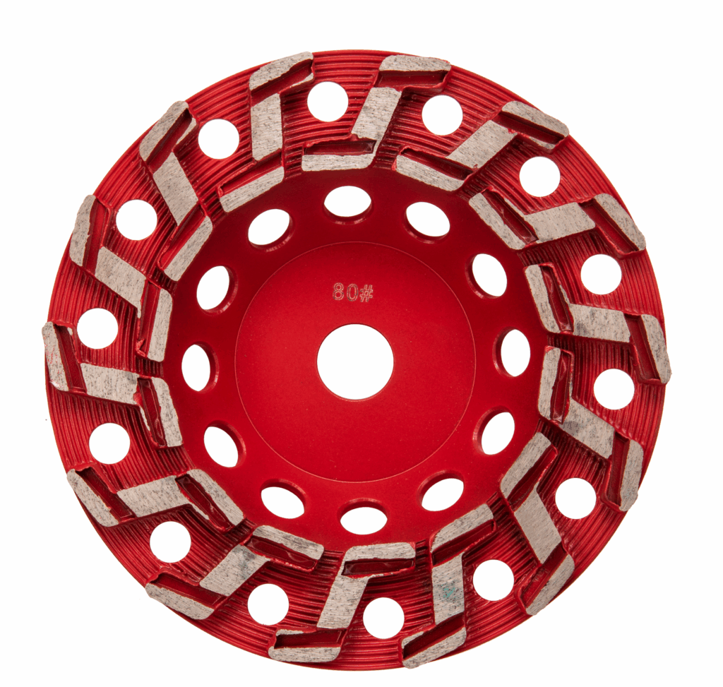 7" 60/80 Grit -S- Seg Cup Wheel - Bolt On - Red