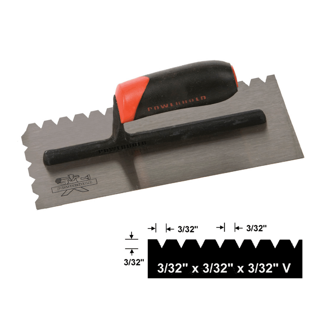 Notch Trowels 3/32" X 3/32" X 3/32" V #4 Trowel